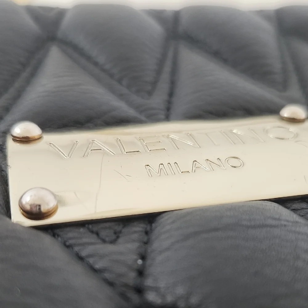 Valentino Black Quilted Leather Shoulder Bag With Removable Chain Straps 10x 7 - Picture 7 of 16